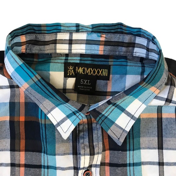 Red Ape Mens Shirt 5XL Multicolor Plaid Short Sleeve NWOT - Picture 7 of 12